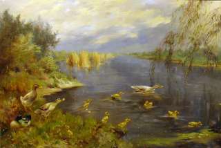 Henrik Breedveld Ducks Original Oil Painting on Canvas, Dutch 