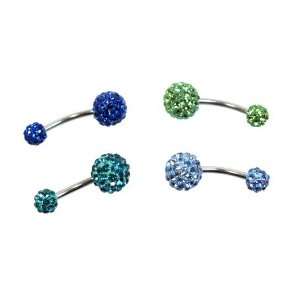  Belly Ring Swarovski Crystal Belly Button Rings (4Pack)14g 