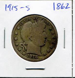 1915 S Barber Silver Half Dollar #D1862  