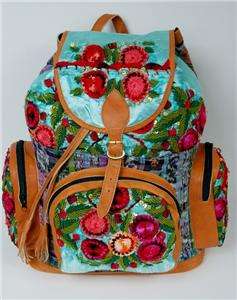   MEXICAN BACKPACK COLOR EMBROIDERY FLORAL TOTE BAG PURSE ETHNIC DESIGN