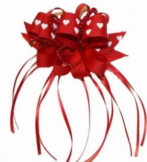  Hair Bows ~ Heart Embellished GrosGrain Loop Bow with 
