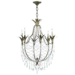  Luciana Antique Gold Champagne Deco Style 6 Light Crystal 