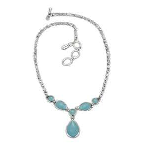  Acleoni Round & Tear Shaped Turquoise Inlay Necklace 