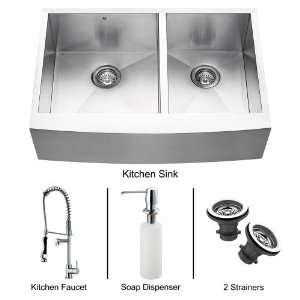 Vigo VG15089 Stainless Steel Kitchen Sink and Faucet Combos Double 