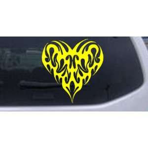 Tribal Heart Car Window Wall Laptop Decal Sticker    Yellow 18in X 17 