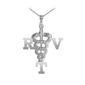  NursingPin   Registered Vet Tech RVT Necklace with Diamond 
