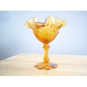  Fenton Ruffle Footed Amber Comport Candy Dish Everything 