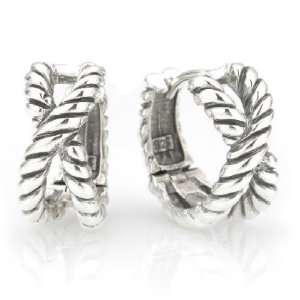   Jewelry Sterling Silver Twisted X Cable Huggie Earrings [Jewelry