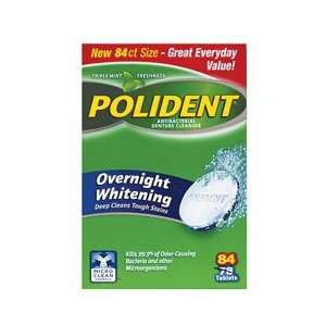  Denture Cleanser Overnight Whitening 84 Tabs by Polident 