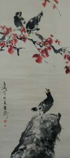 J380Chinese Scroll Painting of Flower&Bird by Wang Xuetao  