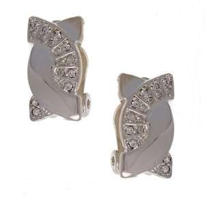  Tipi Silver Crystal Clip Earrings Jewelry