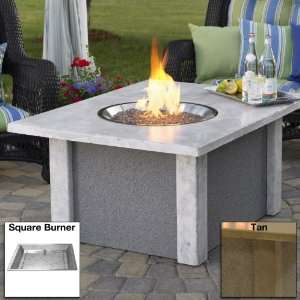  Juan Fire Pit Coffee Table in Ameristone Tan and Square Crystal Fire 