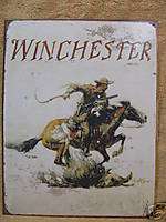 Winchester Logo Tin Metal Sign Decor Cowboy Horse  