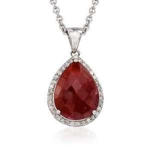  10.00ct Ruby, .30ct t.w. Diamond Pendant Necklace In 