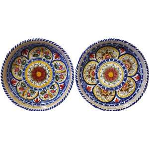  Ceramic Pasta Bowls from Spain. Set of 2. Multicolor 