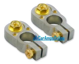 CAR STEREO POSITIVE & NEGATIVE BATTERY TERMINALS GOLD★  