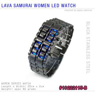 Lava Iron Metal Samurai LED Digital Wrist Watch Band   Black White #V 