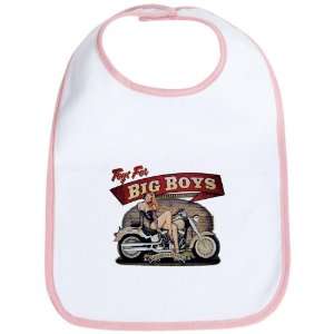  Baby Bib Petal Pink Toys for Big Boys Lady on Motorcycle 