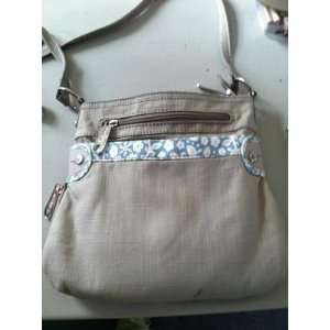 Thirty one Purse Pop Crossbody Taupe 31 Zipper Flower Design