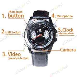 4GB HD720P Waterproof Ultra thin Spy Wrist Watch Camera DVR Black 
