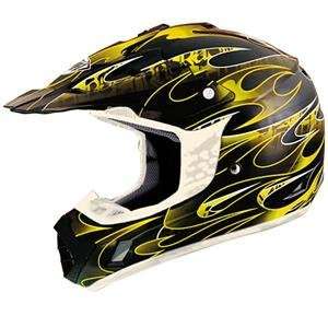  THH TX 12 Flame Helmet   Large/Black/Yellow Automotive