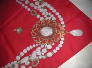 STUNNING VINTAGE RED GOLD & PEARL PRINTT SCARF   