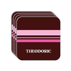 Personal Name Gift   THEODORIC Set of 4 Mini Mousepad Coasters (pink 