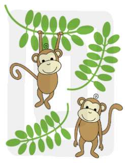 The two branches alone measures 3 x 5.25 each. The monkey on the 