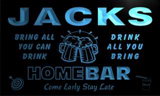 JACKS Family Name Home Bar Beer Mug Cheers Neon Light Sign  