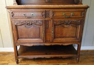  Hutch Buffet Server Sideboard Carved Oak~Marble Top~Great size  