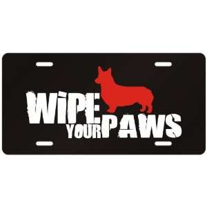   Welsh Corgi / Wipe Your Paws  License Plate Dog