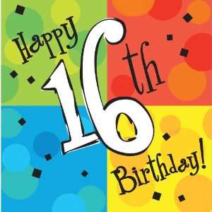  Cake Celebration 16th Happy Birthday Napkins 16ct Health 