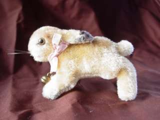   Running Rabbit Bunny Hare with Bell Ear Button Tag Vintage  