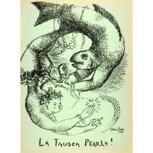  1951 Original Lithograph Chaim Gross Art La Tausca Pearls 
