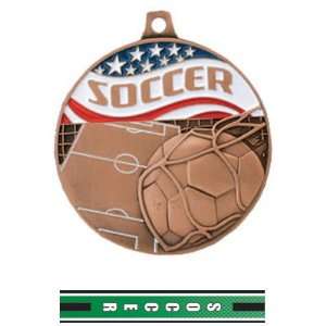   Custom Soccer Medals BRONZE MEDAL/TURBO RIBBON 2.25