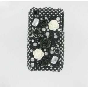  iPhone 3G 3GS Bling Stones Floral White Black Electronics