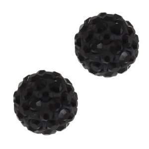  8mm Black Pave Crystal Disco Ball Stud Earrings Jewelry