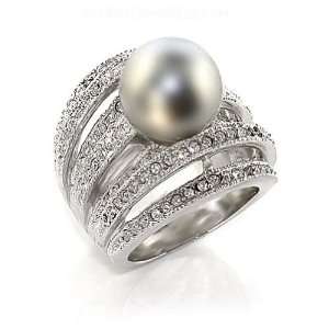  Jewelry   Smokey Quartz Synthetic Stone Pearl Ring SZ 8 