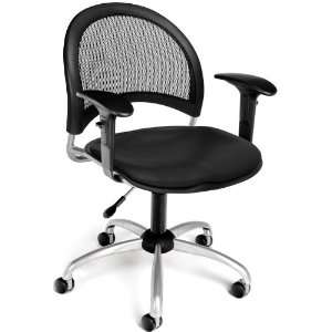  Black OFM Moon Swivel Vinyl Chair with Arms Office 