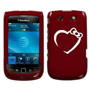  BLACKBERRY TORCH 9800 WHITE HEART BOW ON A RED HARD CASE 