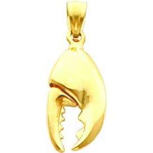  14K Gold 3D Moveable Stone Crab Claw Charm Jewelry