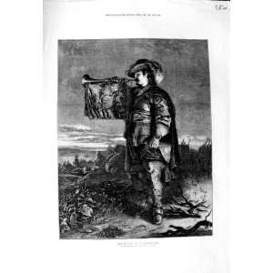   1872 FINE ART PORTRAIT THE REVEILLE MAN HORN HOUSTON