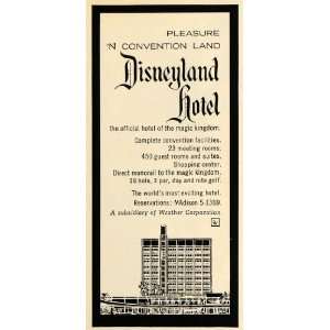  1964 Ad Wrather Corp. Disneyland Hotel Lodging Vacation 