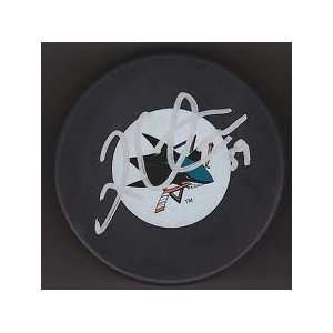  LOGAN COUTURE SAN JOSE SHARKS SIGNED HOCKEY PUCK,NHL,WITH 