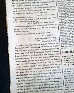   Mississippi & Emanciaption Proclamation 1862 Civil War Old Newspaper