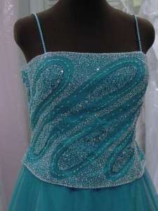   Sz 15 Beaded Tulle Ballgown Prom Pageant Formal Cruise $340  