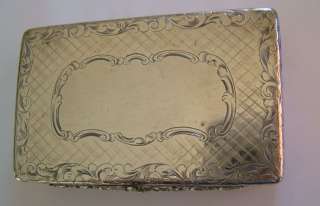 Superb Antique Victorian English Silver Tartan Snuff Box, c1845 