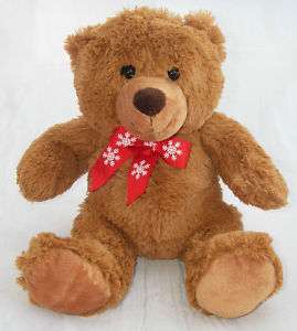 Best Made Toys Plush Brown Teddy BEAR Red Snowflake Bow  
