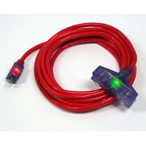  100 12/3 SJTW Pro Glo Lighted 3 Way Ext Cord w/CGM Red 