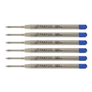  Parker Ball Point Pen Refills, Medium Point, Blue Ink, 6 